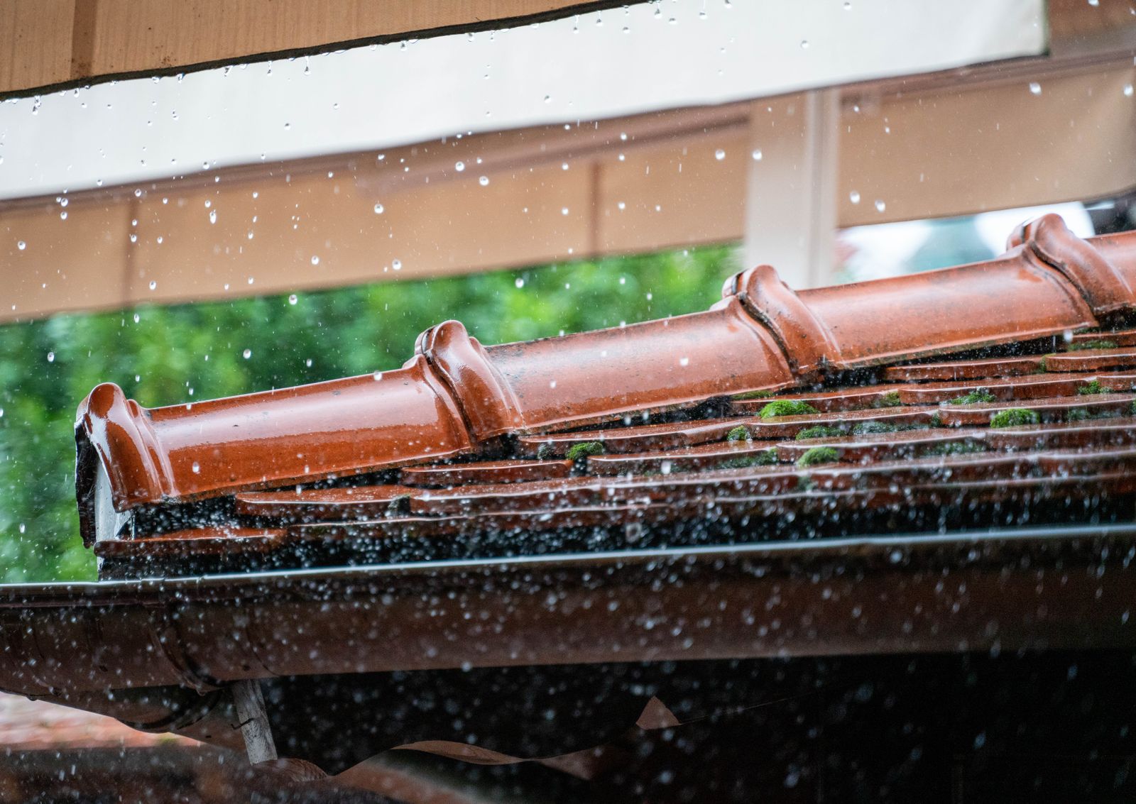 Roofline and gutter after heavy weather